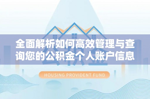 江城全面解析如何高效管理与查询您的公积金个人账户信息